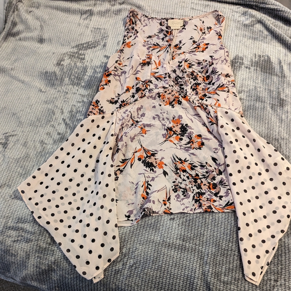 Vanessa Virginia Anthropologie Womens Garden Pop Hanky Hem Floral Blouse Sz: XS - Picture 1 of 1